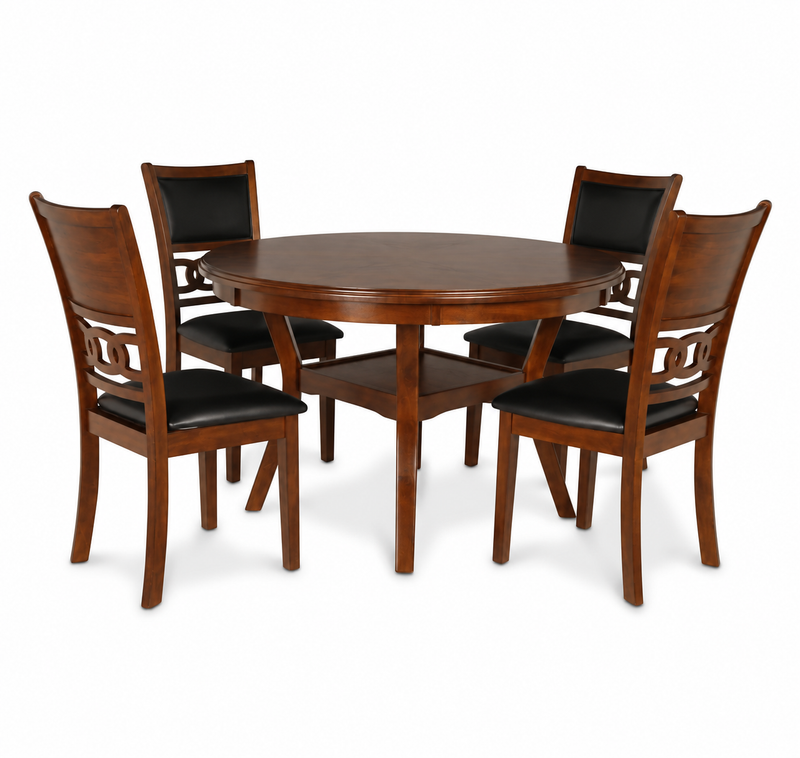 Gia Cherry Round Dining Table with Four Dining Chairs