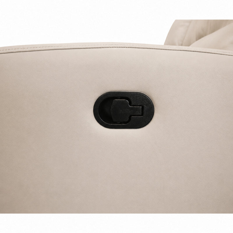 Austin White Leather Reclining Console Love Seat W/ Wireless Charger And Hidden Cupholders