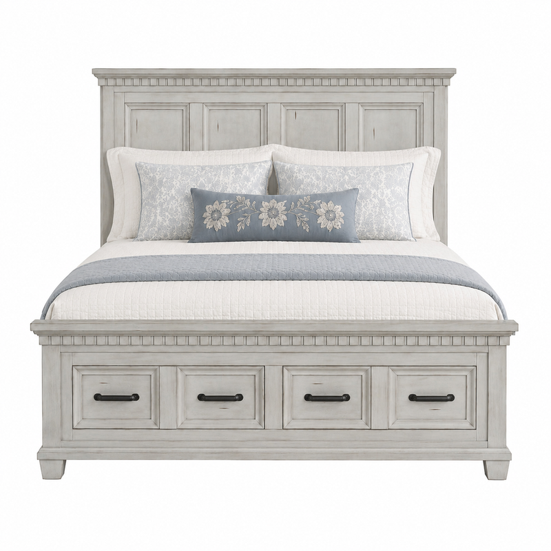 McCoy Antique White Queen Storage Bed