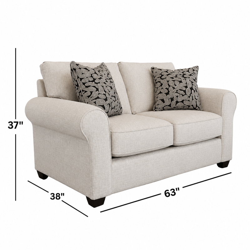 Collins Loveseat in Grande Glacier w/ Linocut Onyx