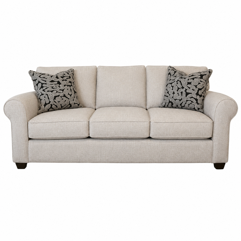 Collins Sofa in Grande Glacier with Linocut Onyx Pillows