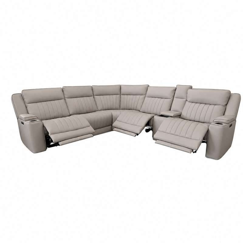 Avery Leather Triple Power Sectional