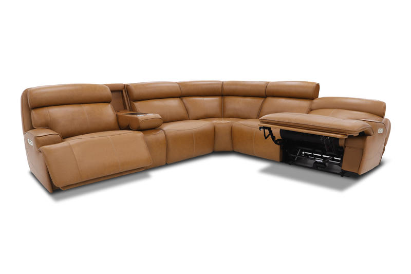 Winchester Cinnamon Leather 6 Pc Triple Power Reclining Sectional