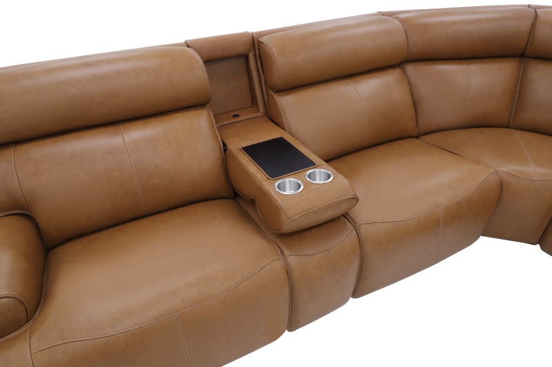 Winchester Cinnamon Leather 6 Pc Triple Power Reclining Sectional