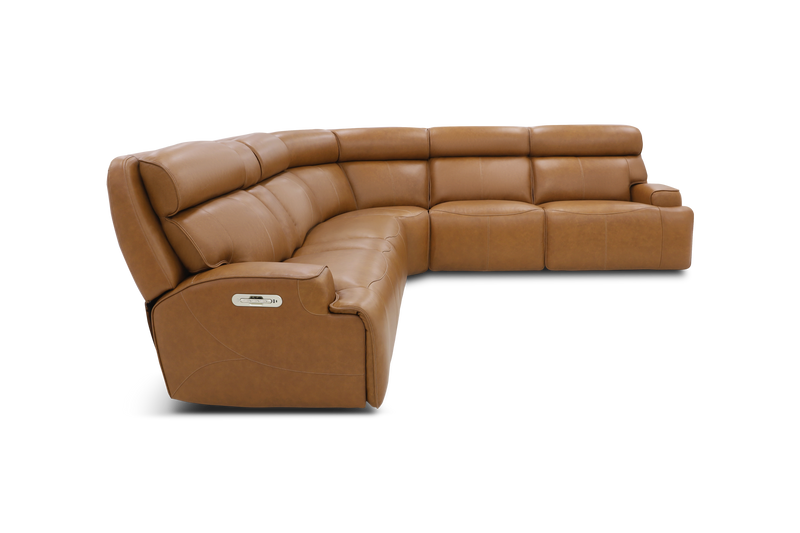 Winchester Cinnamon Leather 6 Pc Triple Power Reclining Sectional