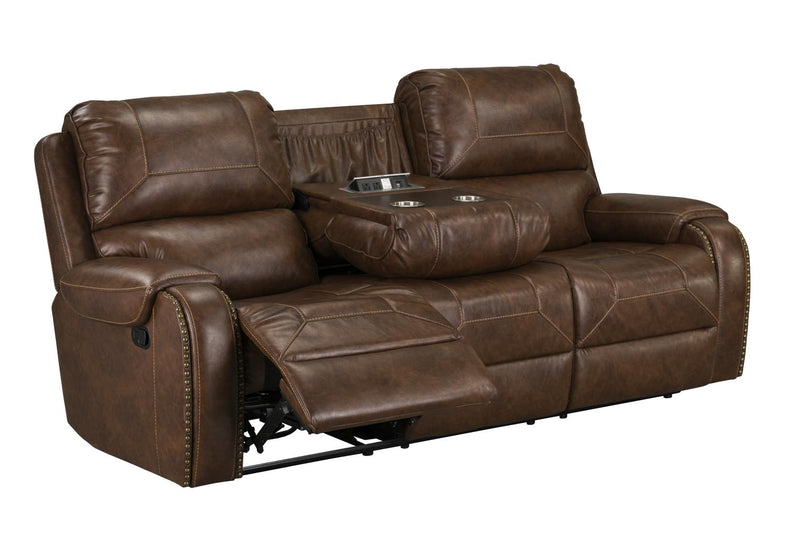 Winslow Brown Reclining Sofa w/ Drop Down Table