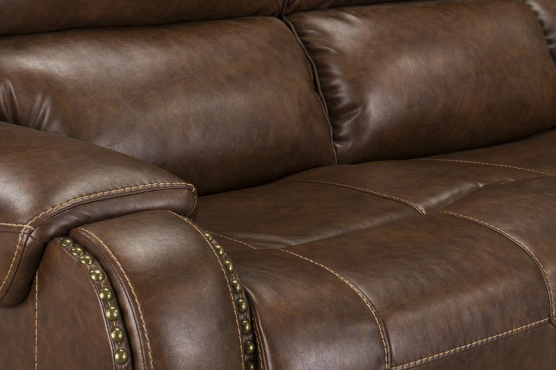 Winslow Brown Reclining Sofa w/ Drop Down Table