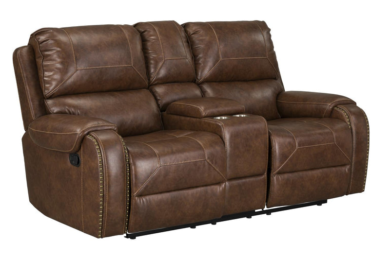 Get the Winslow Brown Glider Console Loveseat 1/2 PRICE w/ purchase of the Winslow Brown Reclining Sofa w/ Drop Down Table