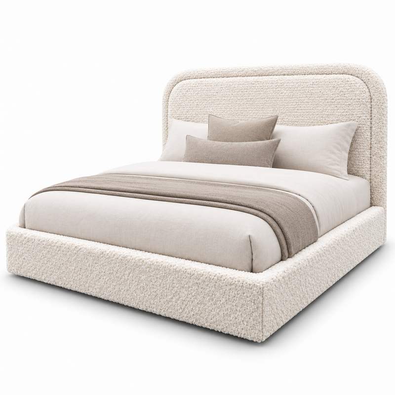 Beckham King Bed in Doodle Ivory