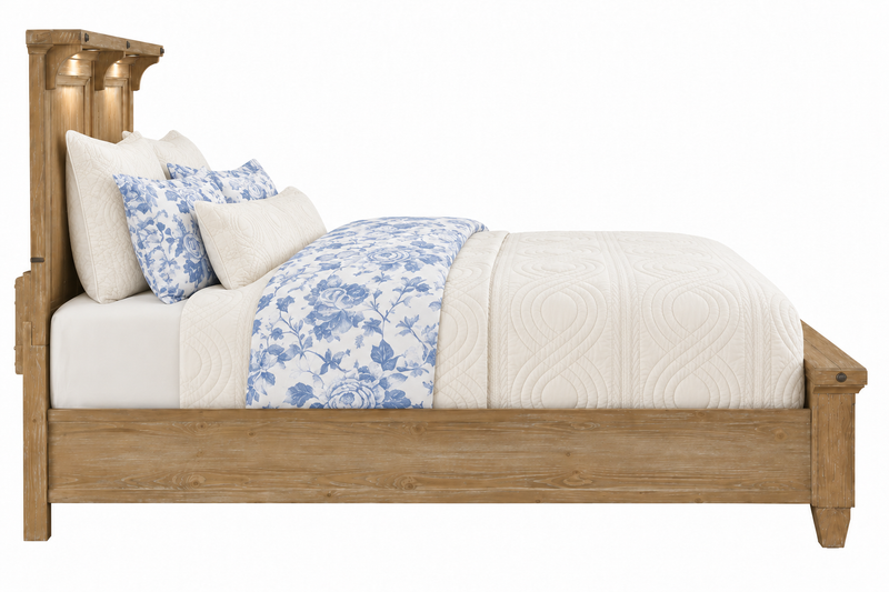 Lynnfield Queen Panel Bed W/ Lighted Headboard