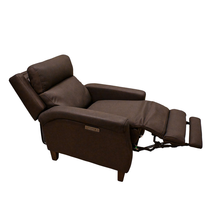 Manchester Chocolate Top Grain Leather Power Recliner with Extended Footrest