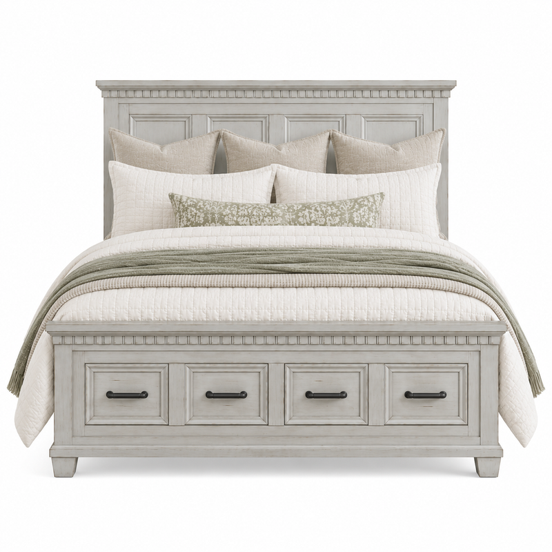 McCoy Antique White King Storage Bed