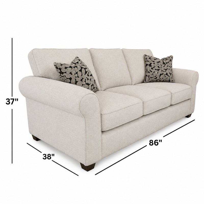 Collins Sofa in Grande Glacier with Linocut Onyx Pillows