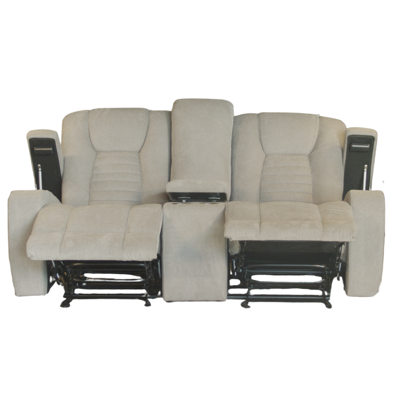 Vienna Taupe Console Rocking Reclining Loveseat