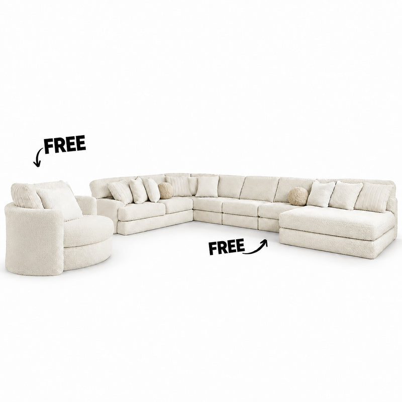 FREE Armless Chair & Swivel Chair with Purchase of Doodle Ivory 3 Pc Sectional (Copy)