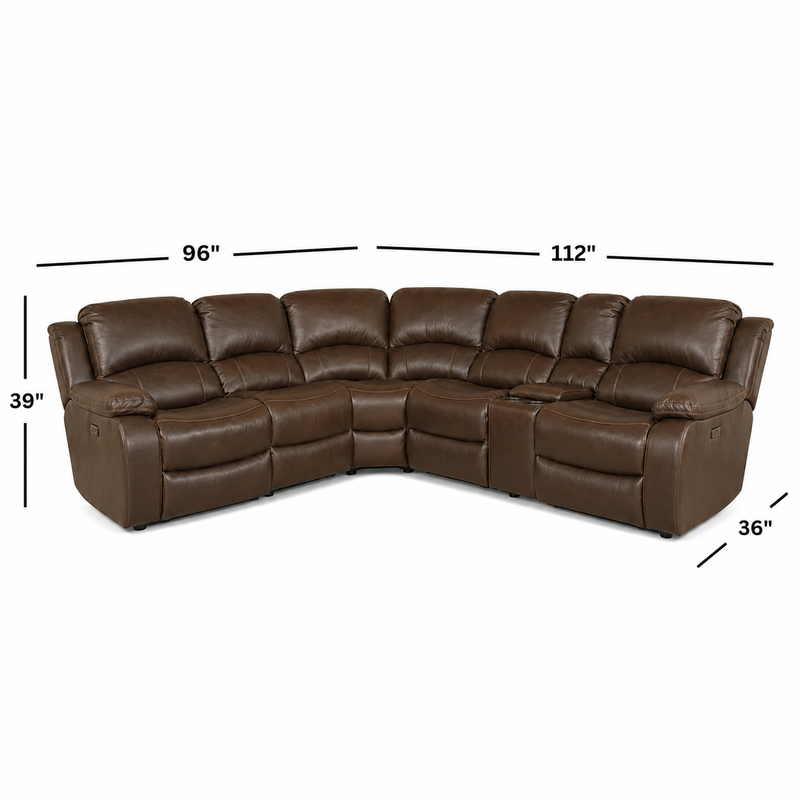 Wrenley 6Pc Top Grain Leather Sectional