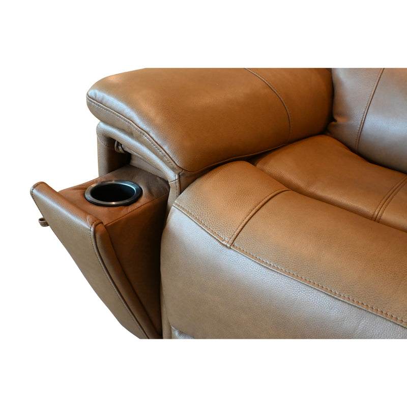 Genova Earth Top Grain Leather Dual Power Console Loveseat