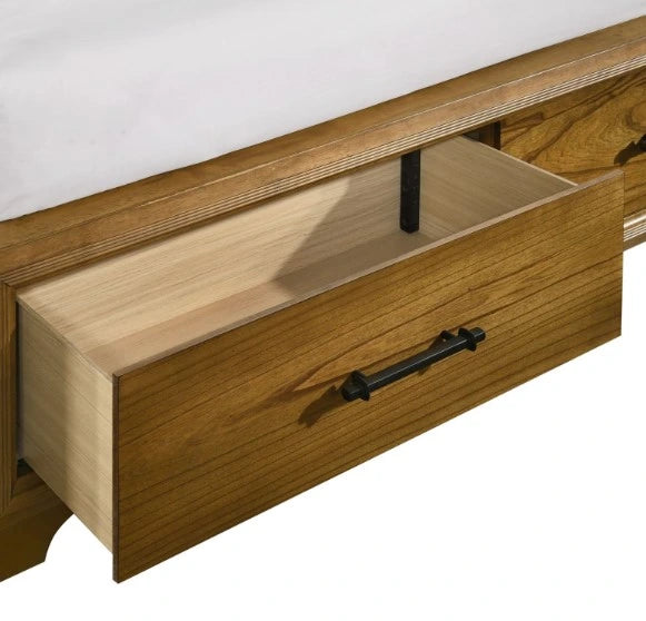 Harmony Walnut Queen Upholstered Storage Bed