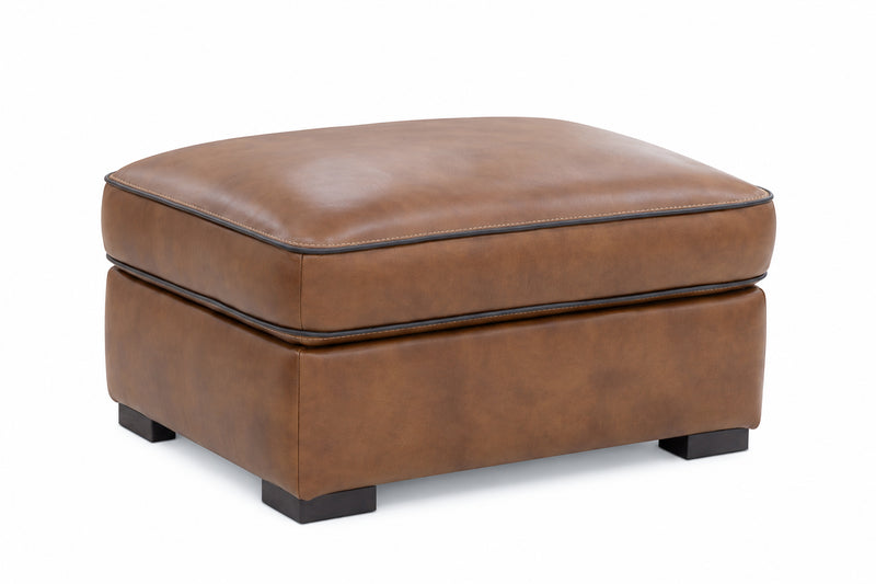 Venetian Honey Leather Ottoman