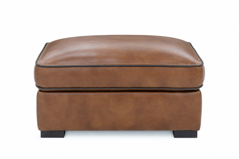 Venetian Honey Leather Ottoman