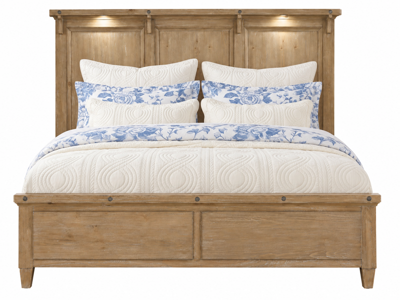 Lynnfield Queen Panel Bed W/ Lighted Headboard