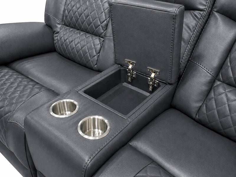 Trinidad Pebble Grey Dual Power Reclining Loveseat