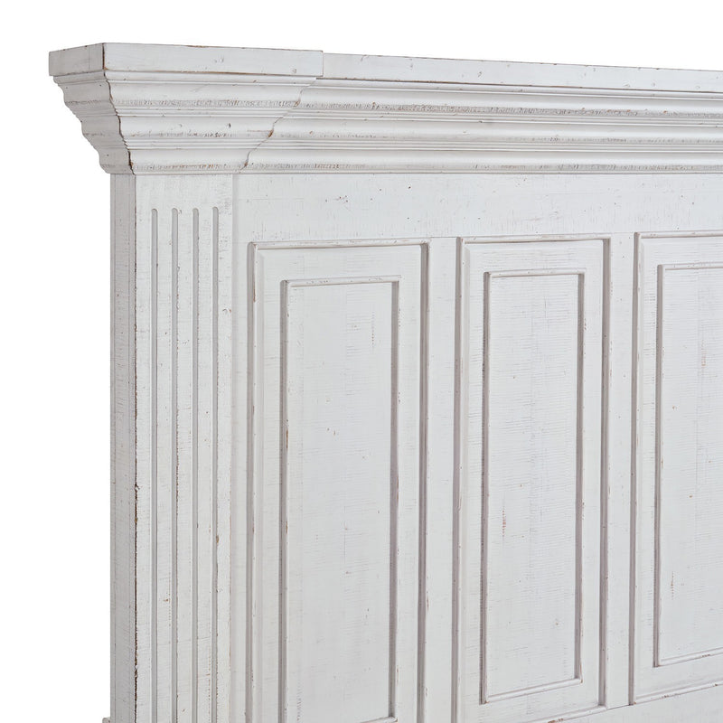 Heather Rustic White Queen Panel Bed