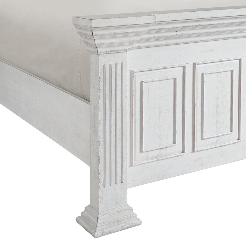 Heather Rustic White Queen Panel Bed
