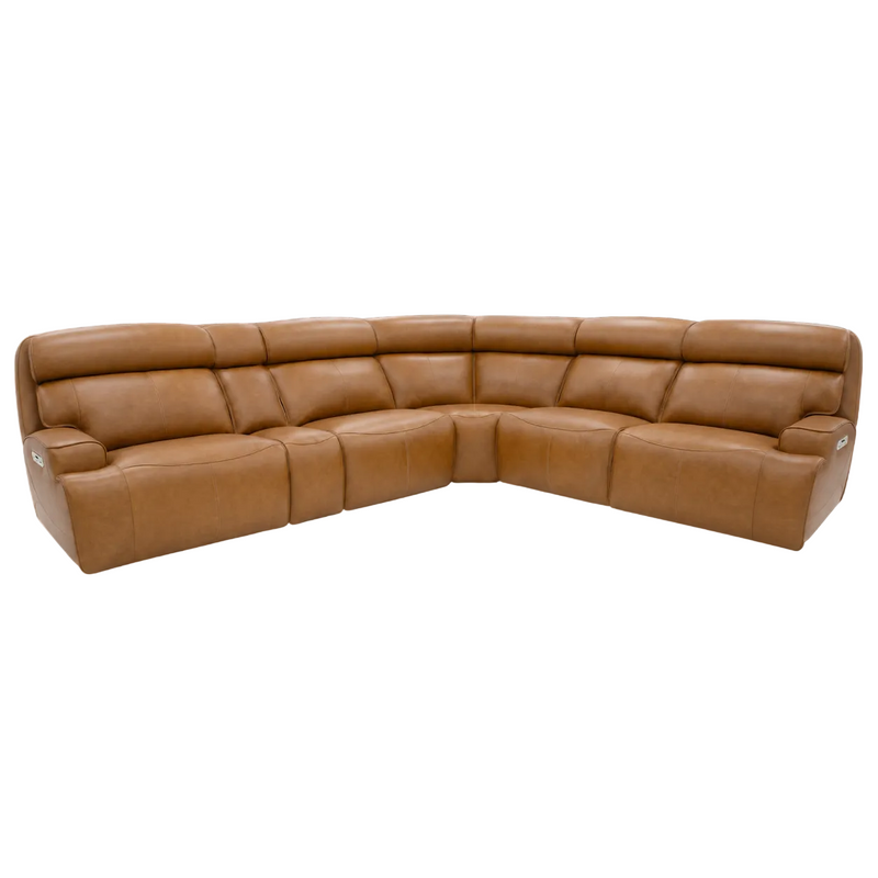 Winchester Cinnamon Leather 6 Pc Triple Power Reclining Sectional