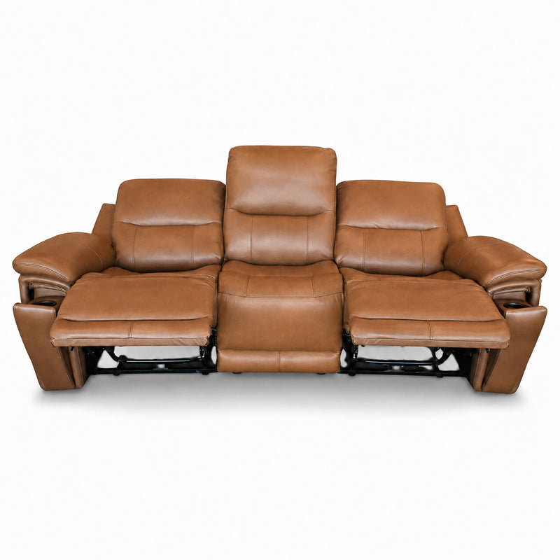 Genova Earth Top Grain Leather Dual Power Reclining Sofa