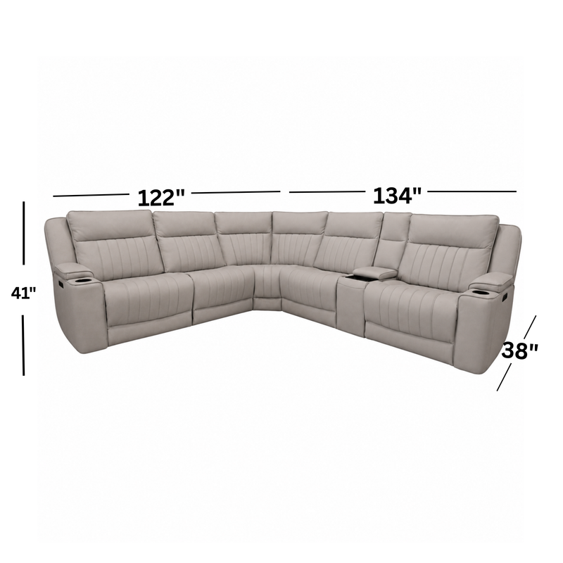 Avery Leather Triple Power Sectional
