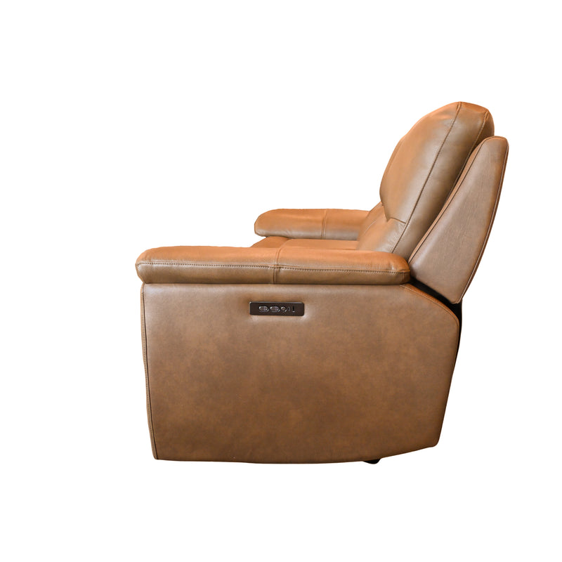 Genova Earth Top Grain Leather Dual Power Console Loveseat