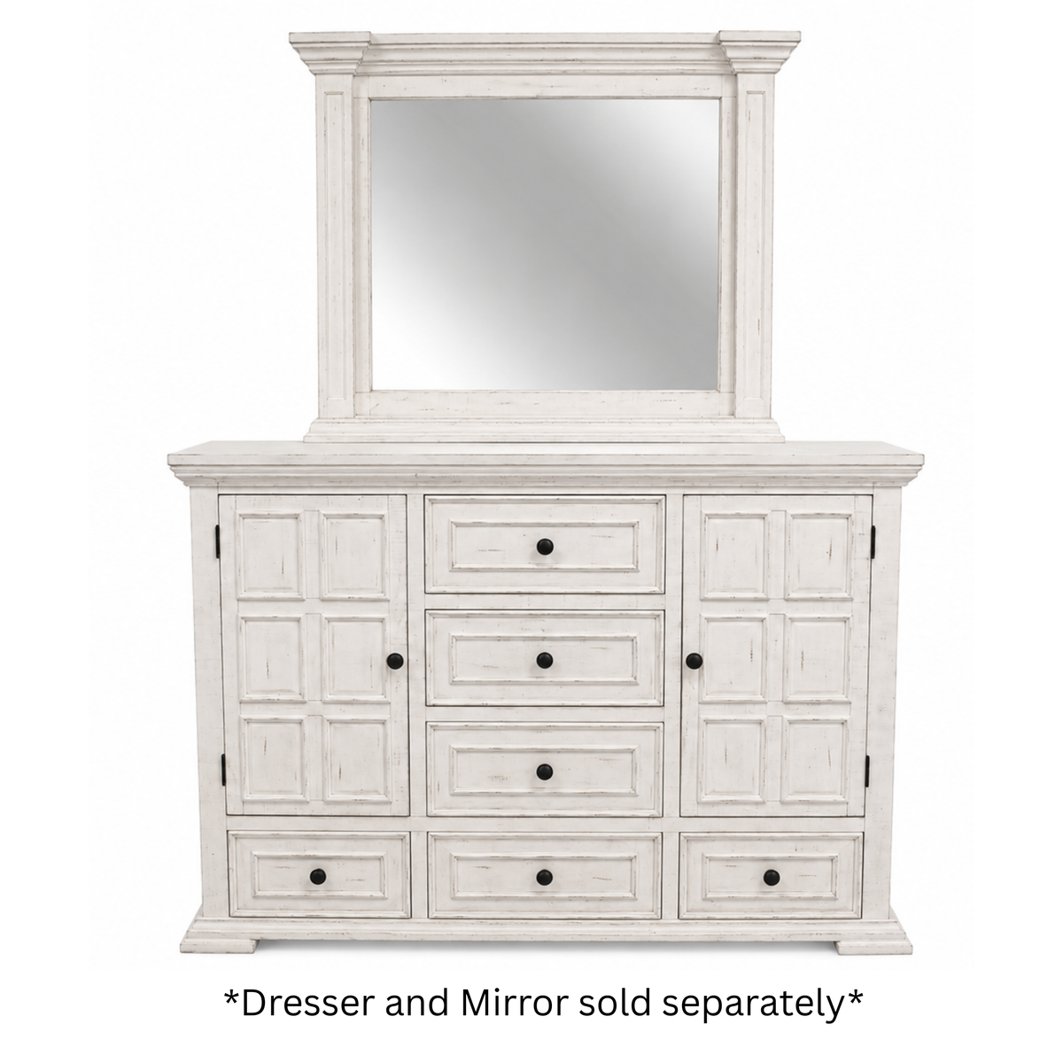 Heather Rustic White Queen Panel Dresser — Cleo's Furniture
