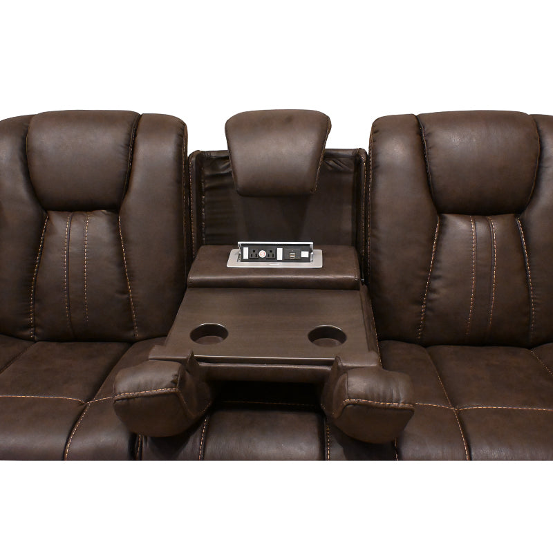Cowboy Brown Sofa W/ Drop Down Table and Reading Light