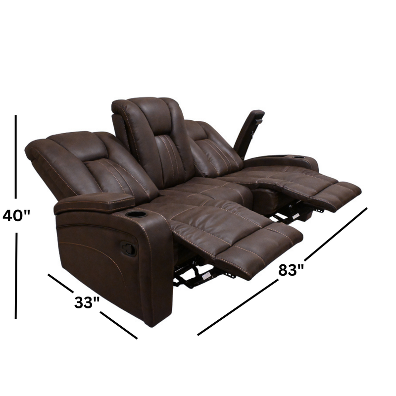 Cowboy Brown Sofa W/ Drop Down Table and Reading Light