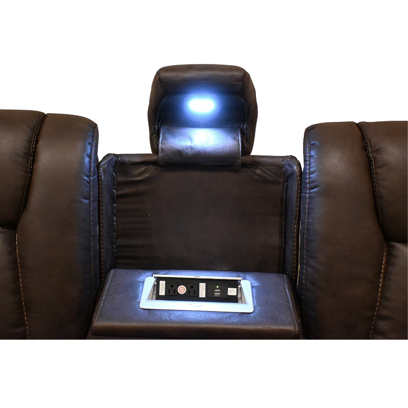 Cowboy Brown Sofa W/ Drop Down Table and Reading Light