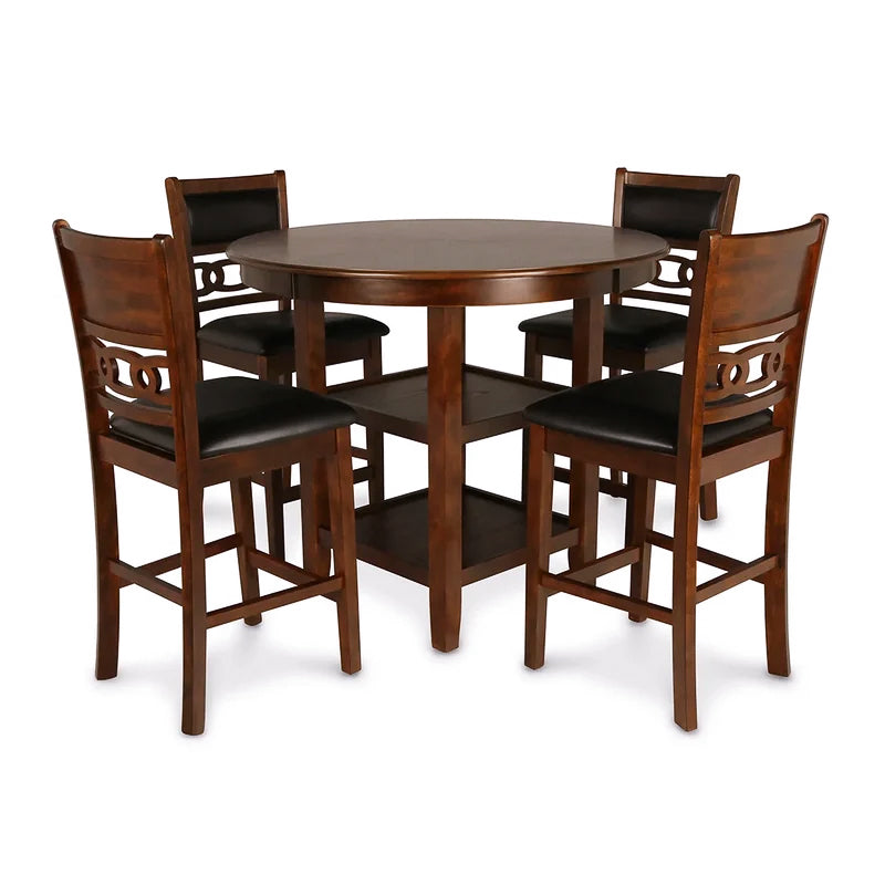 Gia Cherry Round Counter Table with Four Counter Chairs
