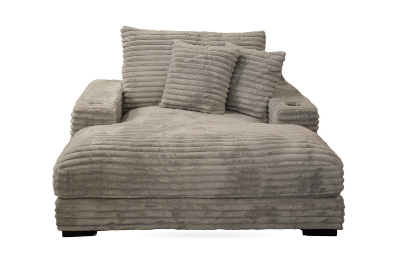 Grande Grand Cord Light Grey Power Back Chaise