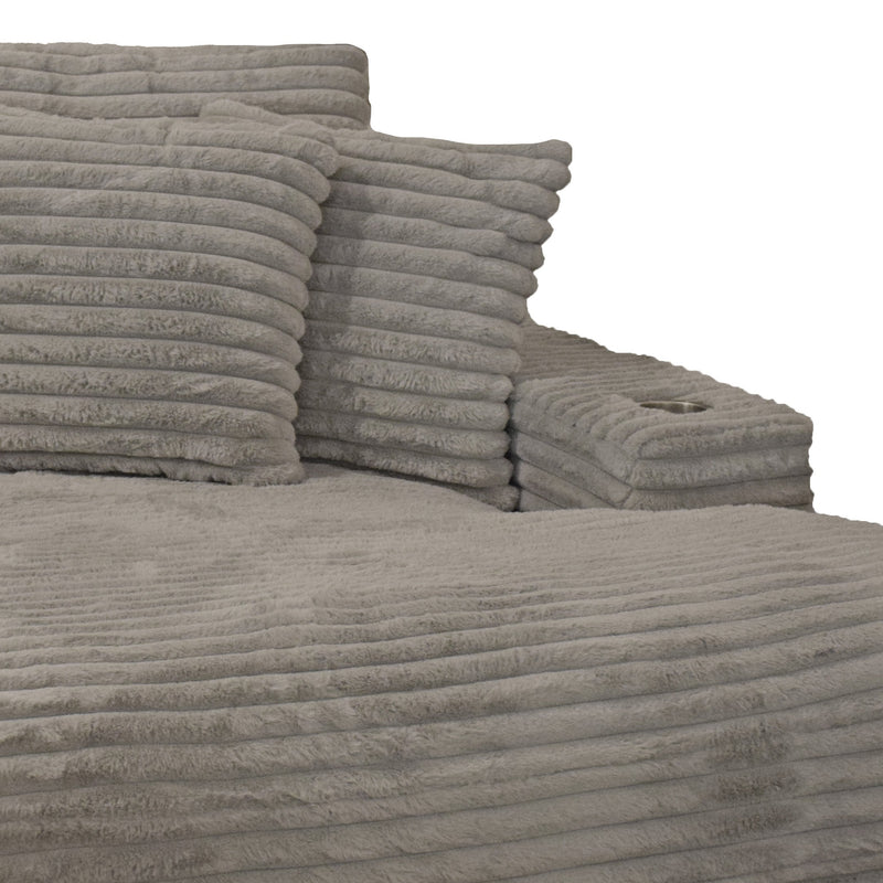 Grande Grand Cord Light Grey Power Back Chaise
