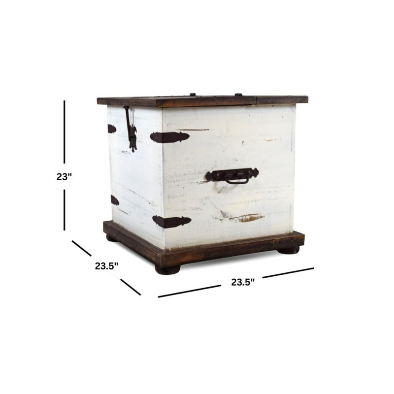 Antique White Trunk End Table