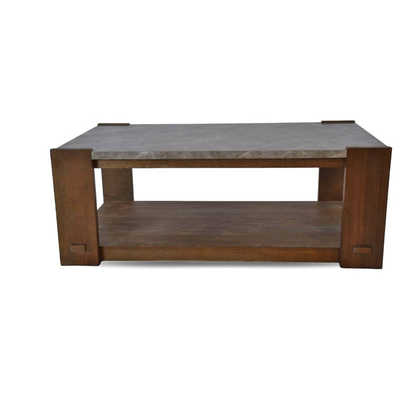 Libby Rustic Marble Top Coffee Table with Casters