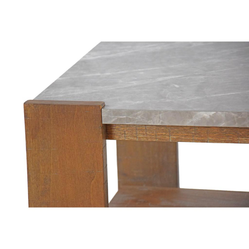 Libby Rustic Marble Top Coffee Table with Casters