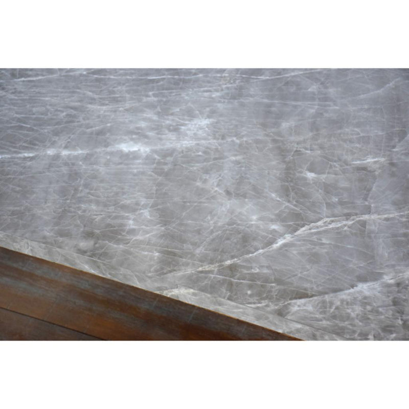 Libby Rustic Marble Top Coffee Table with Casters