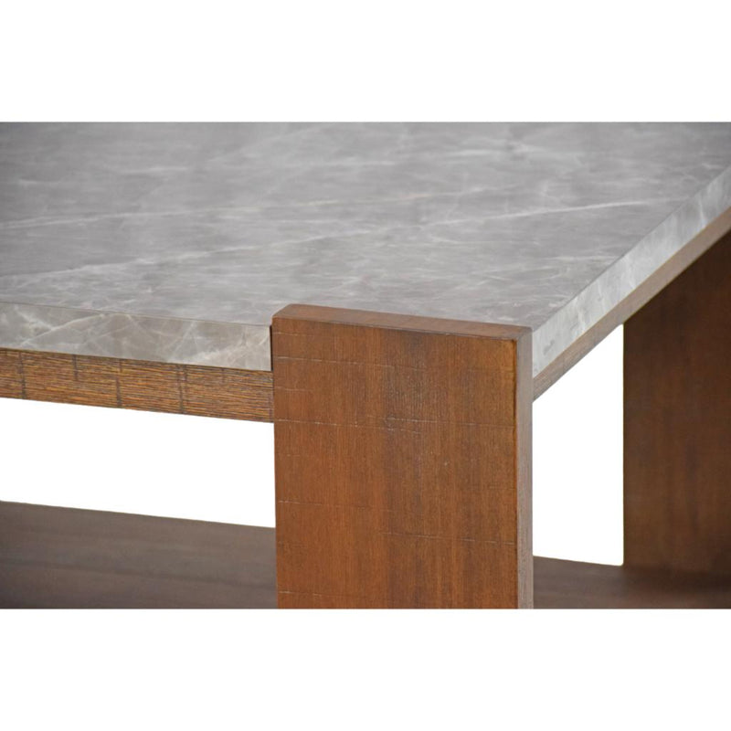 Libby Rustic Marble Top Coffee Table with Casters