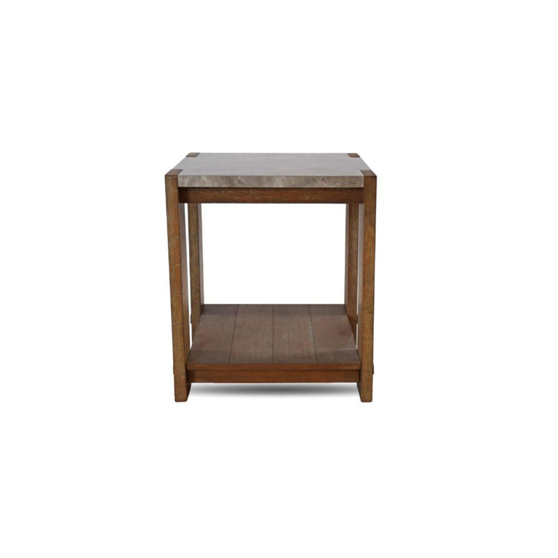 Libby Rustic Marble Top End Table with Casters