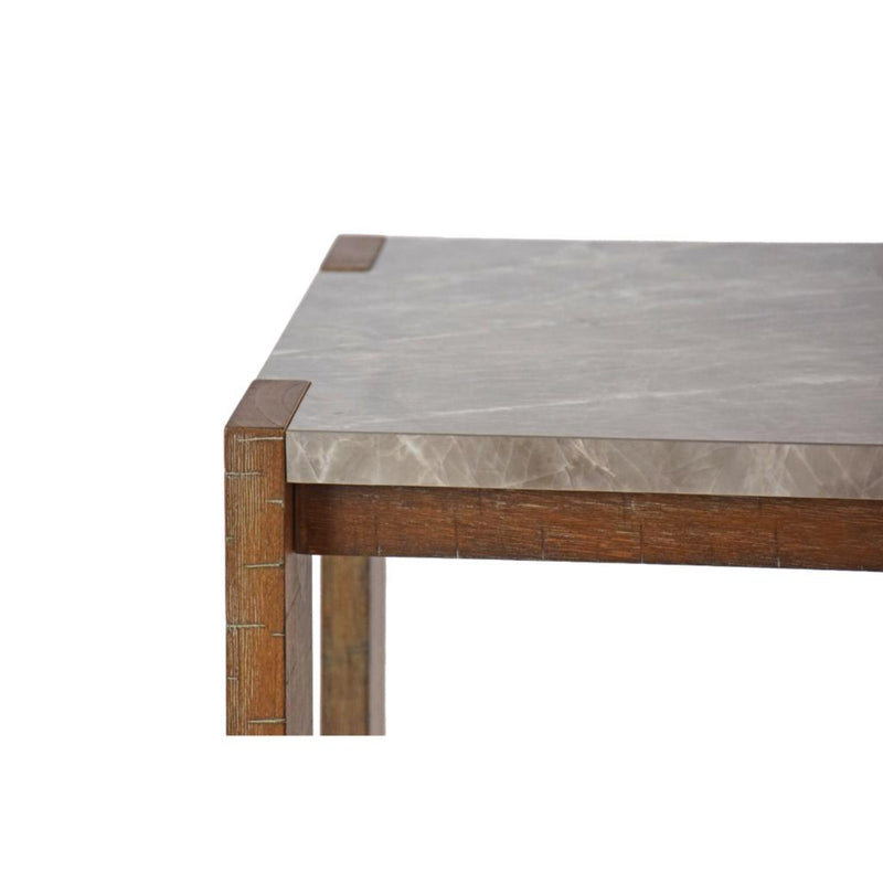 Libby Rustic Marble Top End Table with Casters
