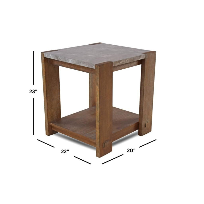 Libby Rustic Marble Top End Table with Casters