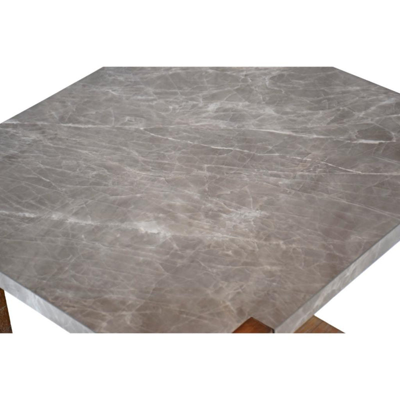 Libby Rustic Marble Top End Table with Casters