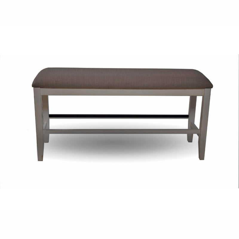 Bellevue Counter Bench W/ Beige Fabric In Antique White