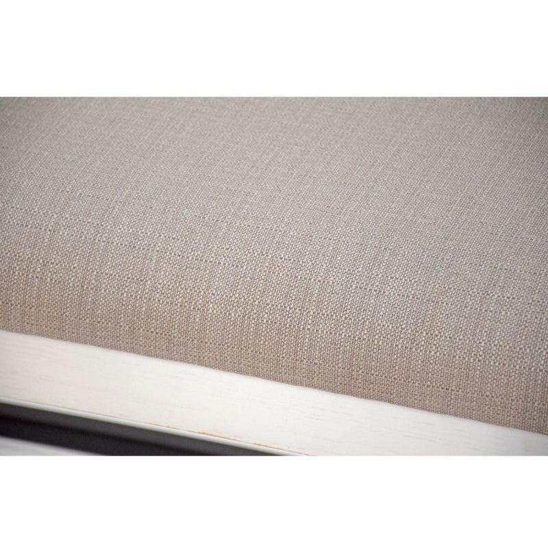 Bellevue Counter Bench W/ Beige Fabric In Antique White